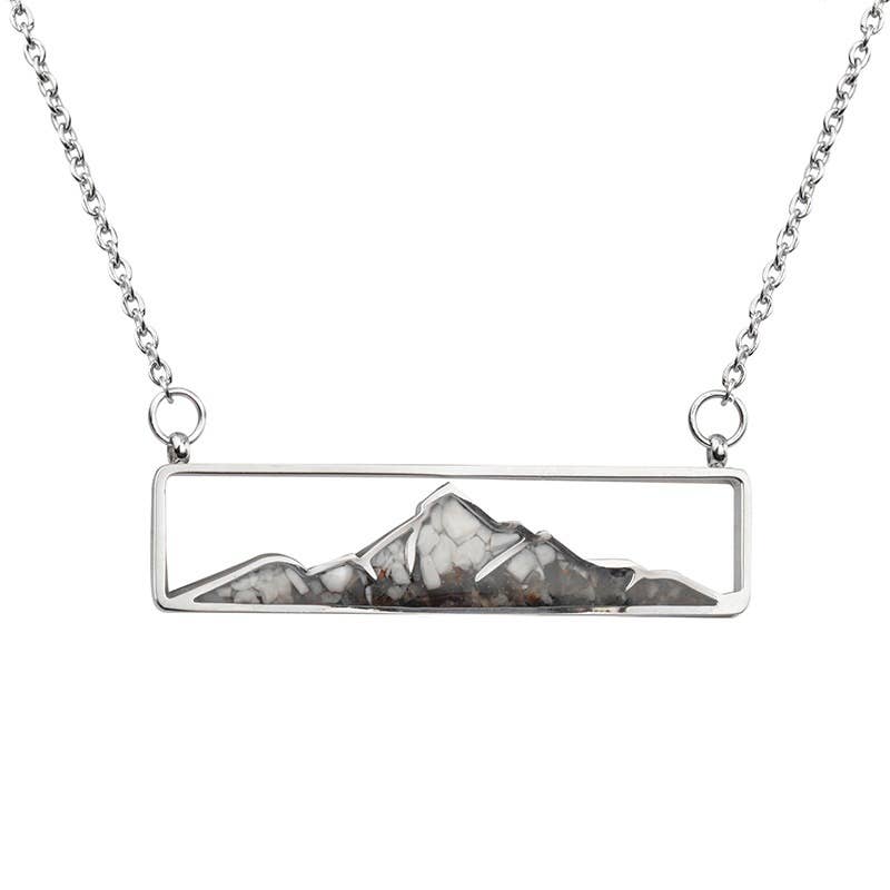 Bamboo Trading Company Mountain and Earth Necklace Rectangle - Obsidian