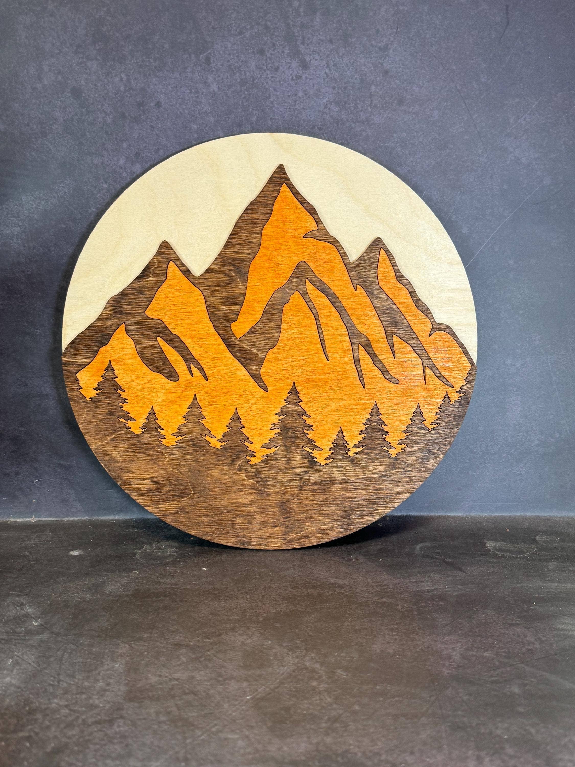 The Mas Boutique Handmade Mountain Wall Art Decor Dual Layer Rustic Mountain
