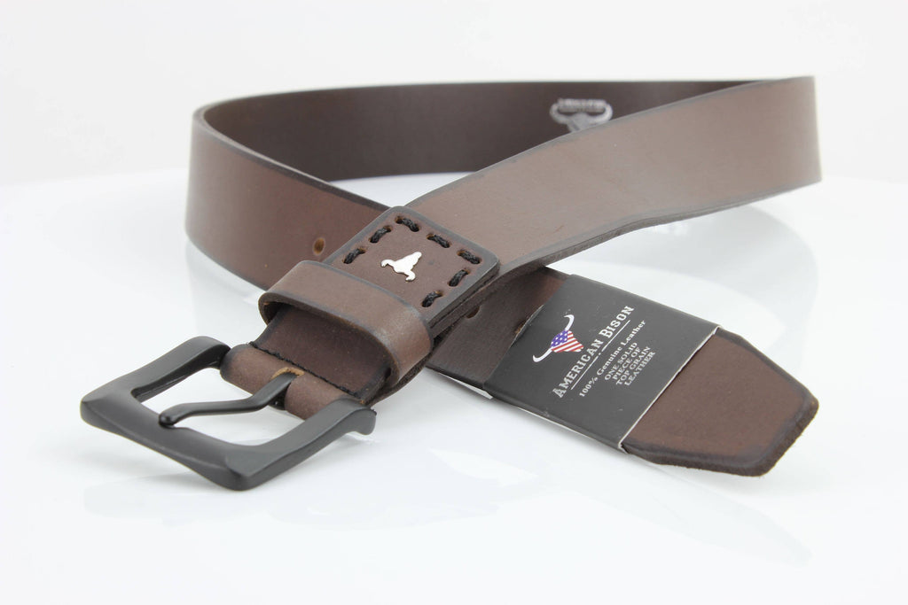 Classic Leather Belt with Fine Stitching and Logo - ABB 010