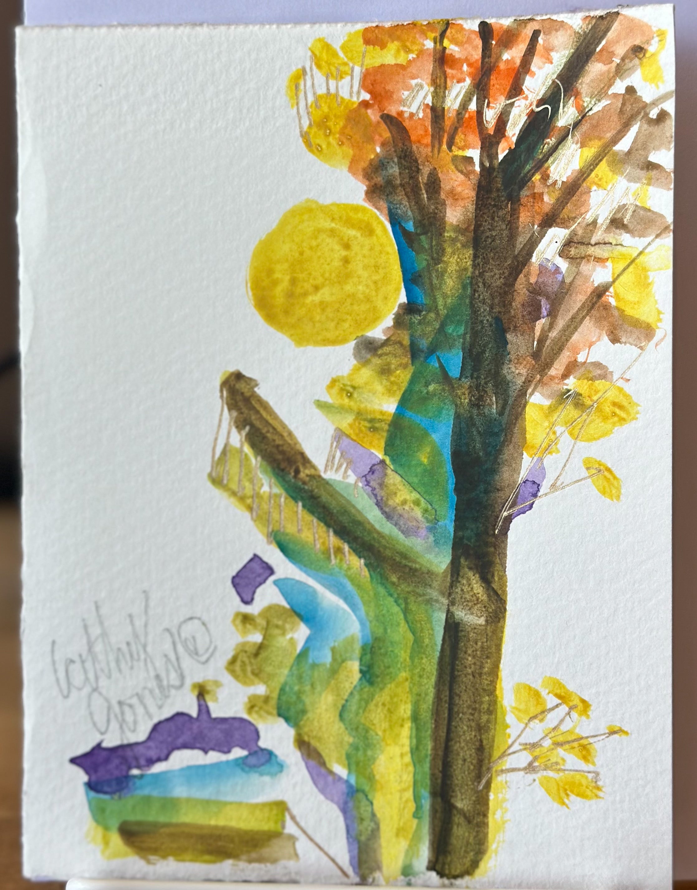 Hand-Painted Watercolor Notecards Fall Trees