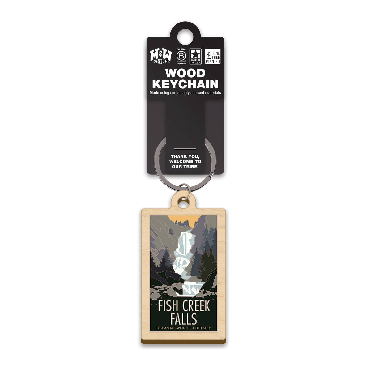 Wood Keychain Fish Creek Falls