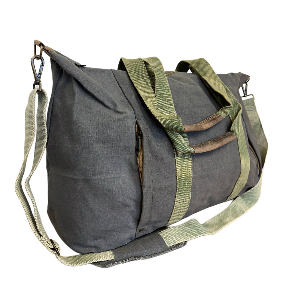 Olive Green Canvas Weekender Duffle Bag