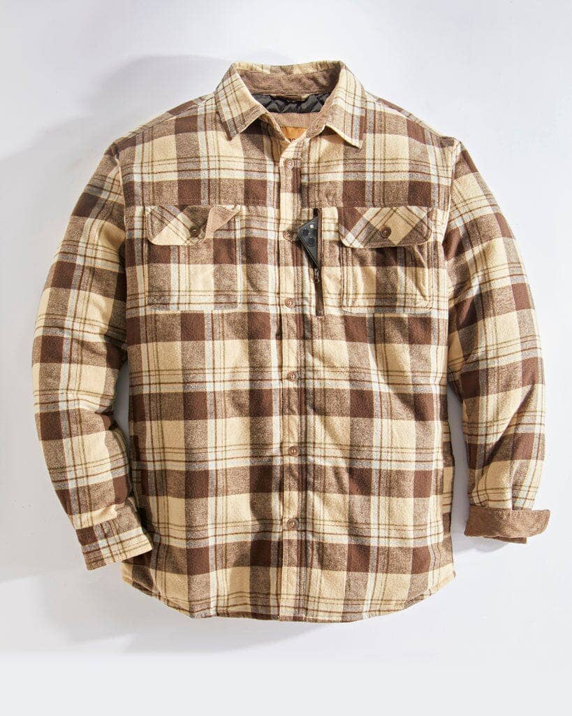 Quilt Lined Brushed Flannel Shirt Jacket Rust