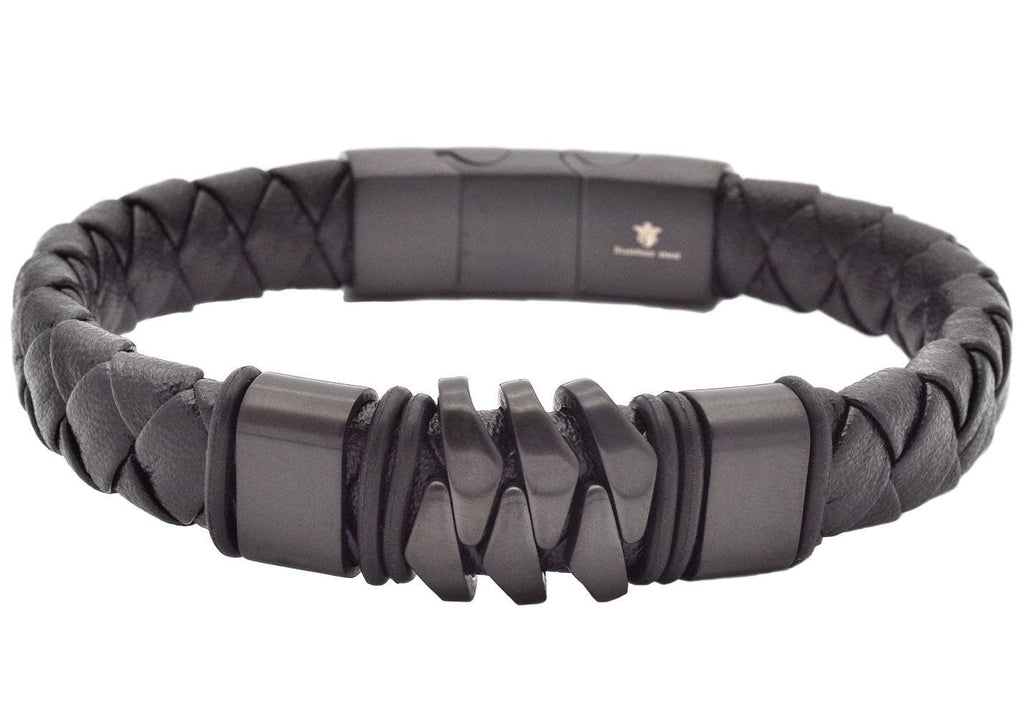 Black Leather & S.Steel Bracelet