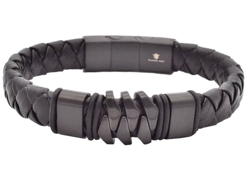 Black Leather & S.Steel Bracelet