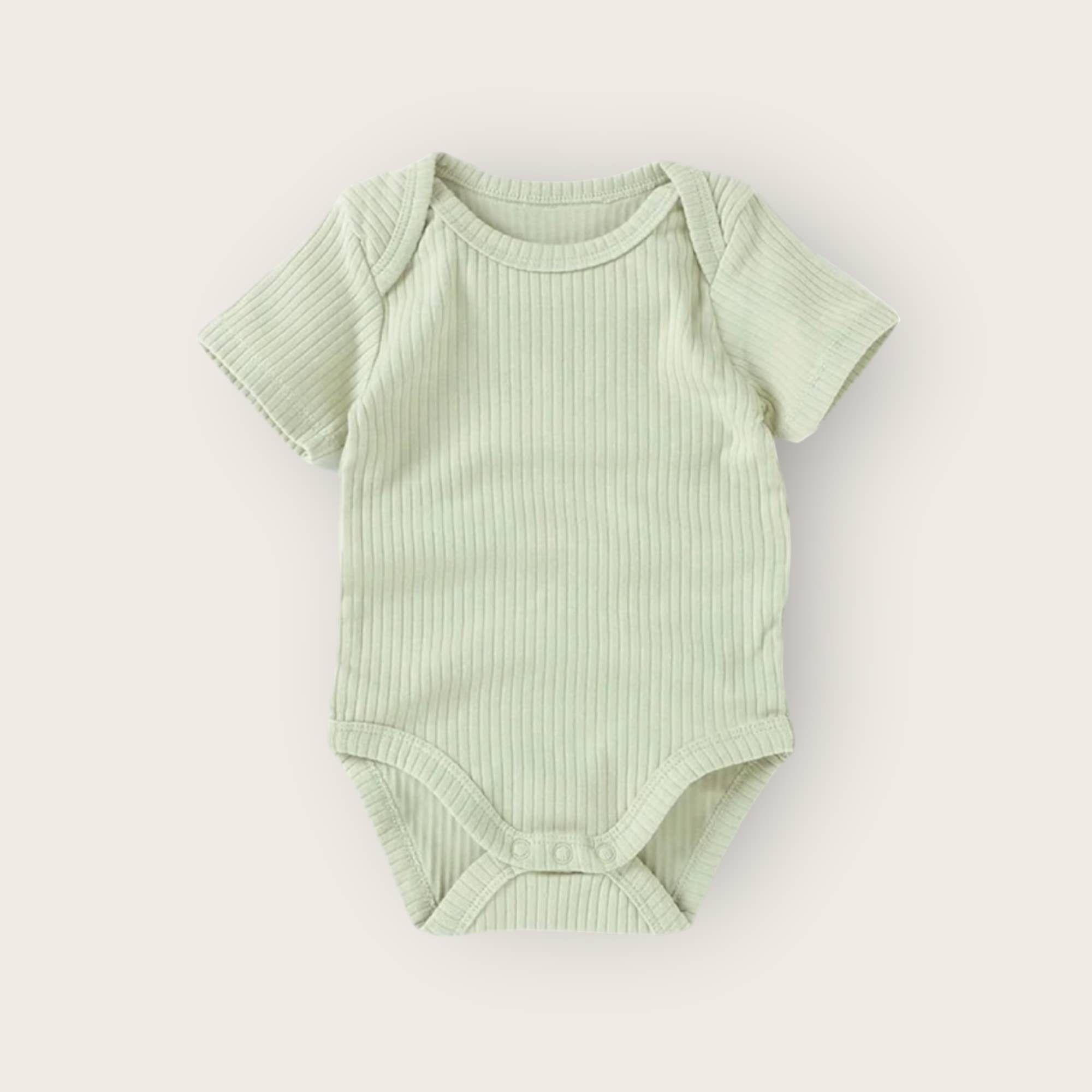Organic bodysuit short sleeve- ribbed cotton onesie for baby