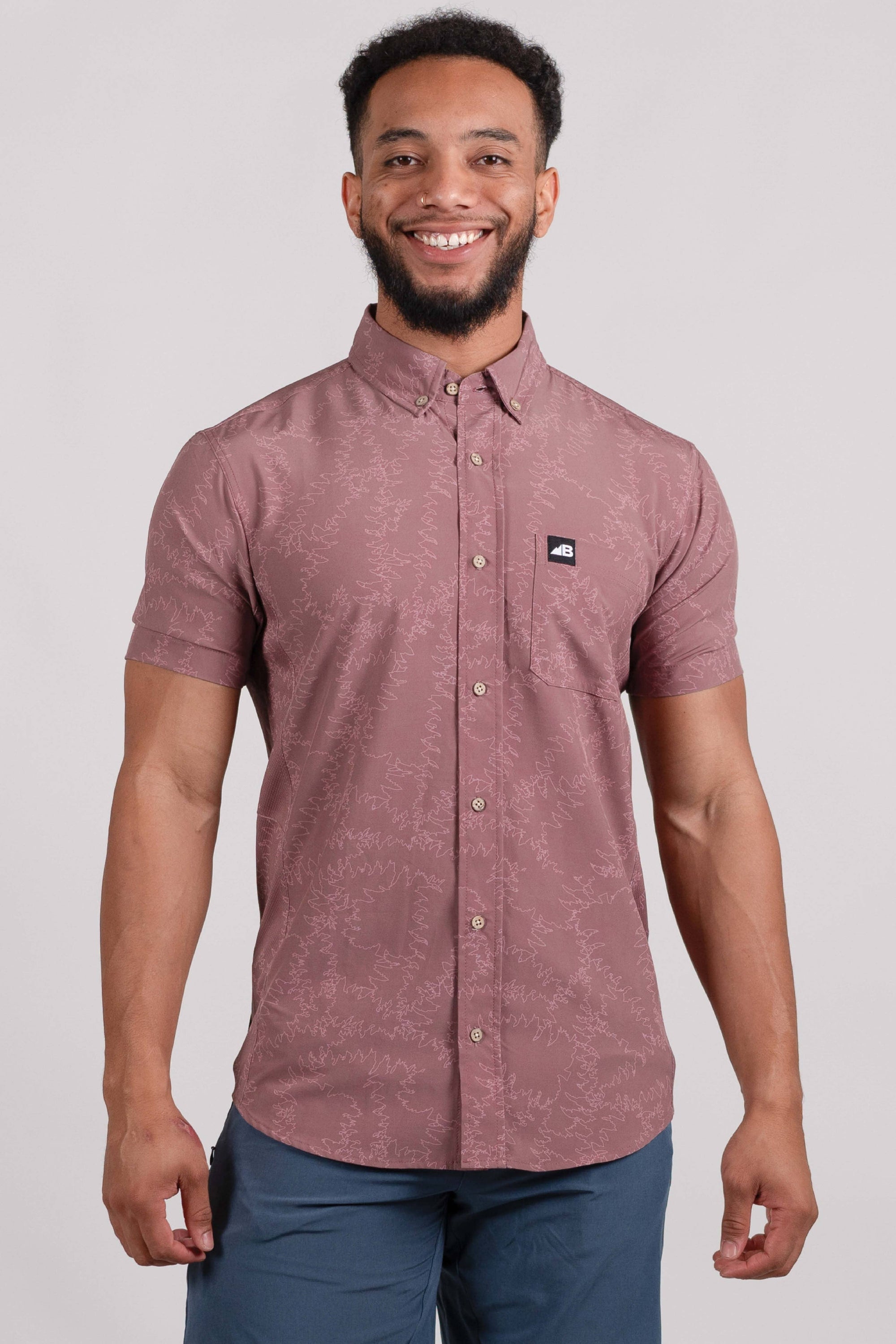 Vista Stretch Button Down Maroon Piney