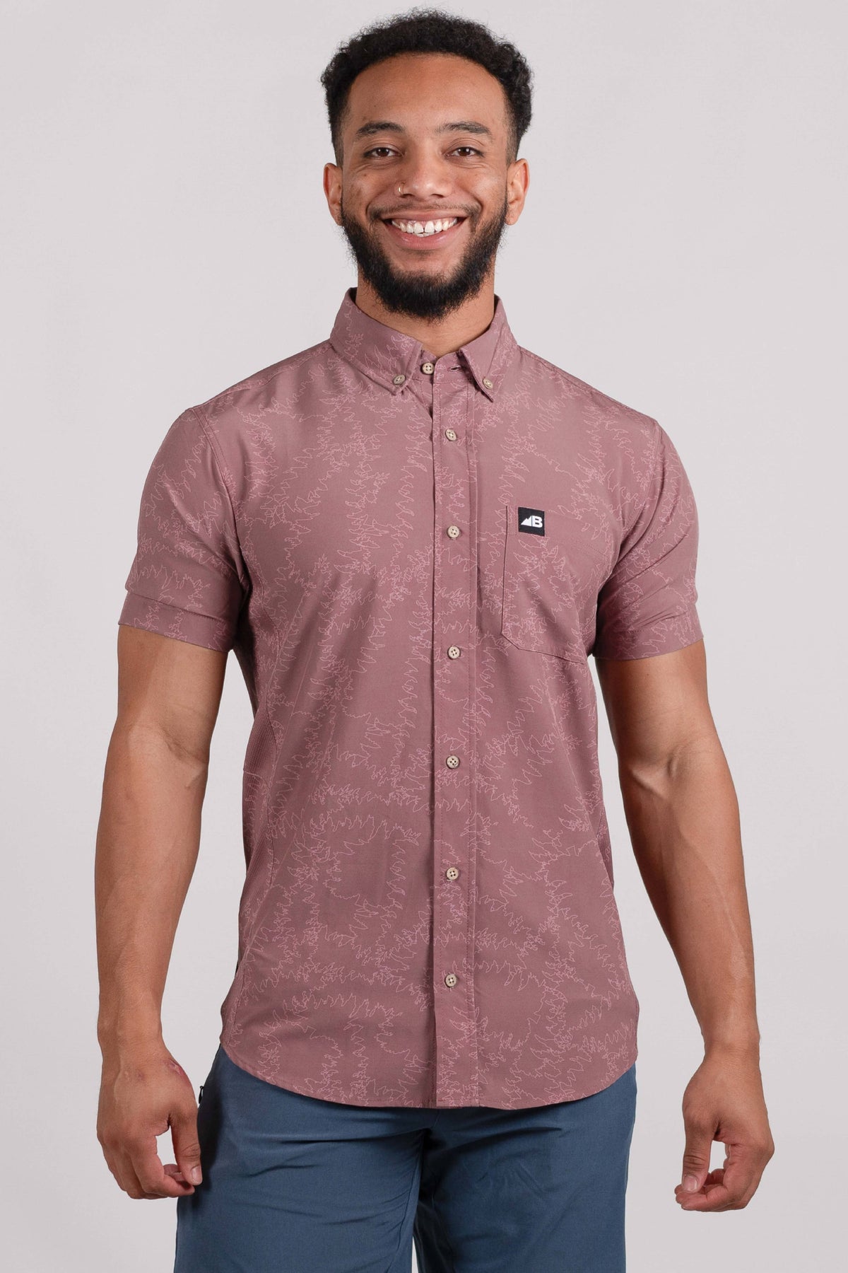 Vista Stretch Button Down Maroon Piney
