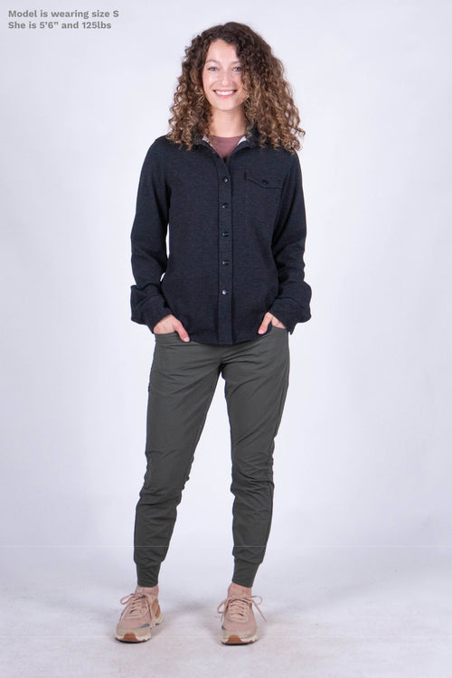 Women's Sherman Fleece Button Up Black Ardesia