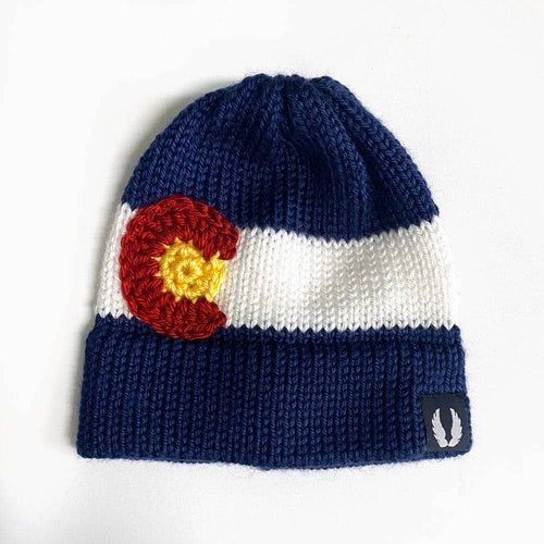 Colorado Flag Knit Beanie Classic Warm Winter Hat with State Flag Design