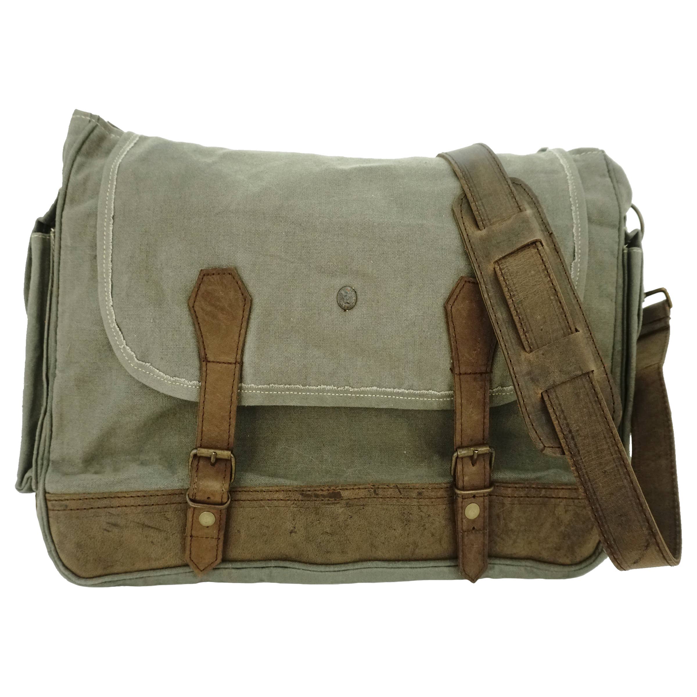 Vintage Addiction Olive Canvas Unisex Crossbody/Messenger Bag