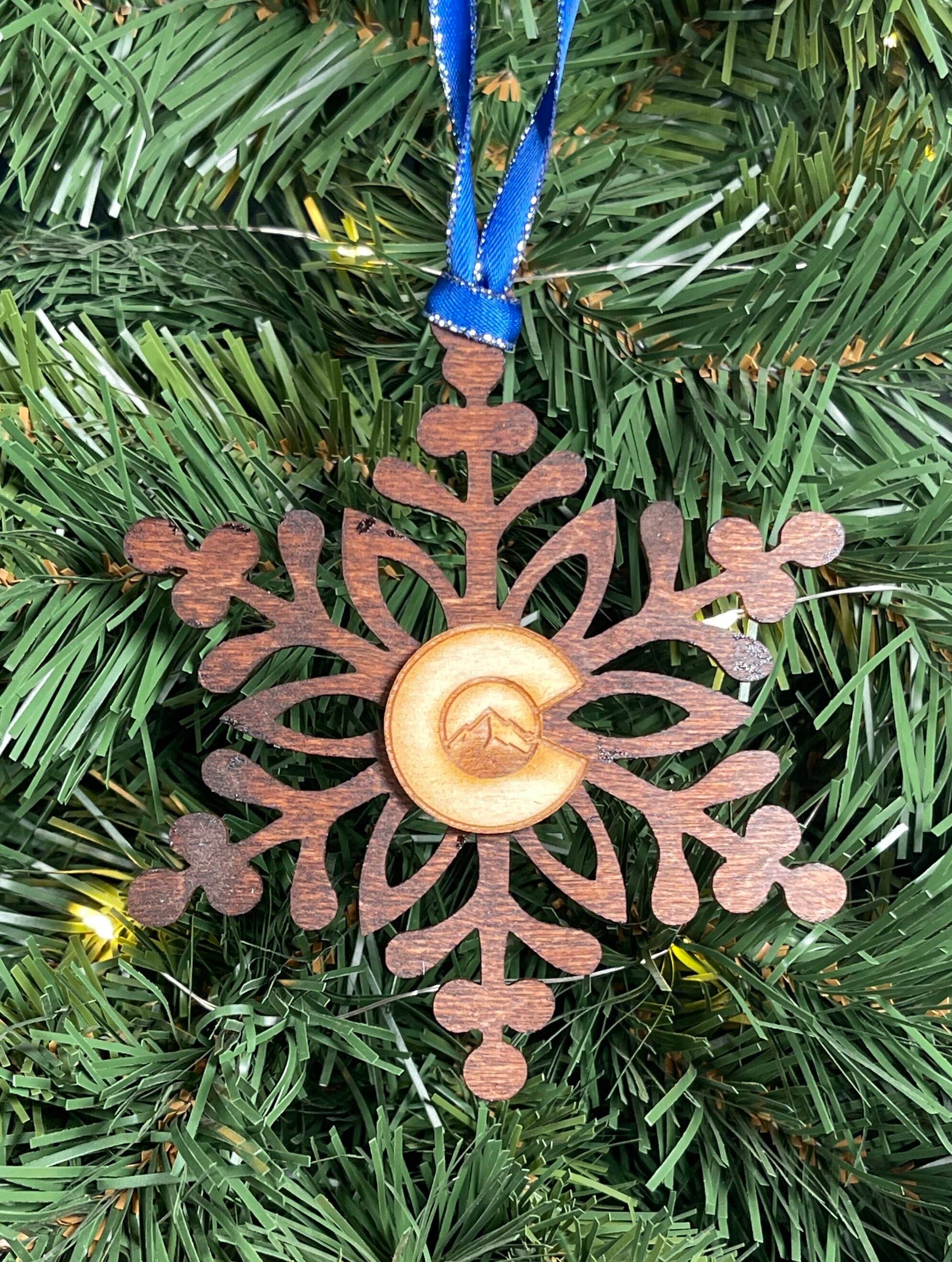 Colorado Snowflake Flag Wood Ornament