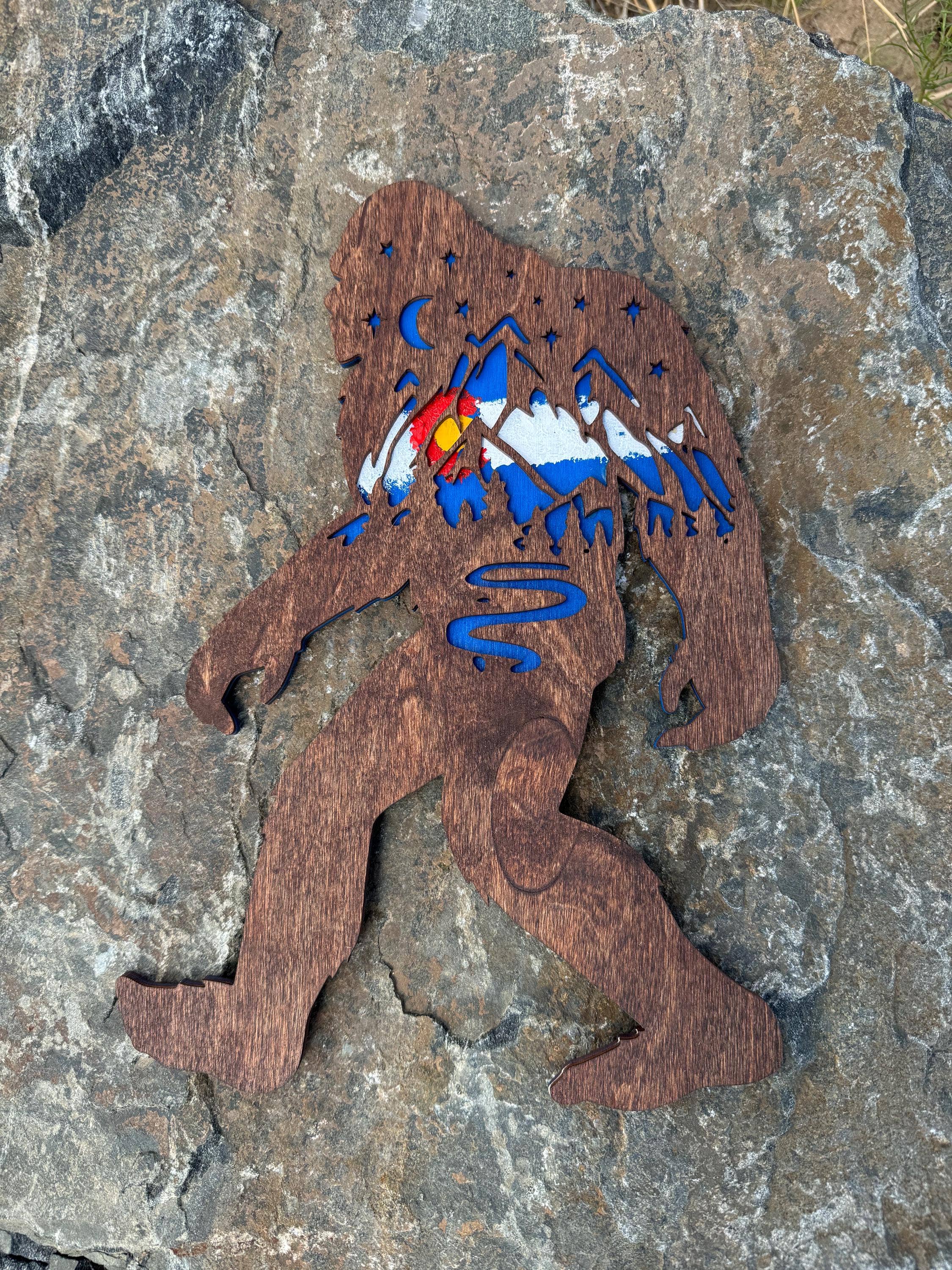 Bigfoot Sasquatch Colorado Flag Night Sky Art