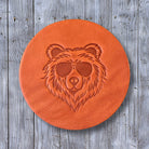 Sophisticate Supply Co. Handmade Leather Coasters Set 4 Pack Aviator Bear