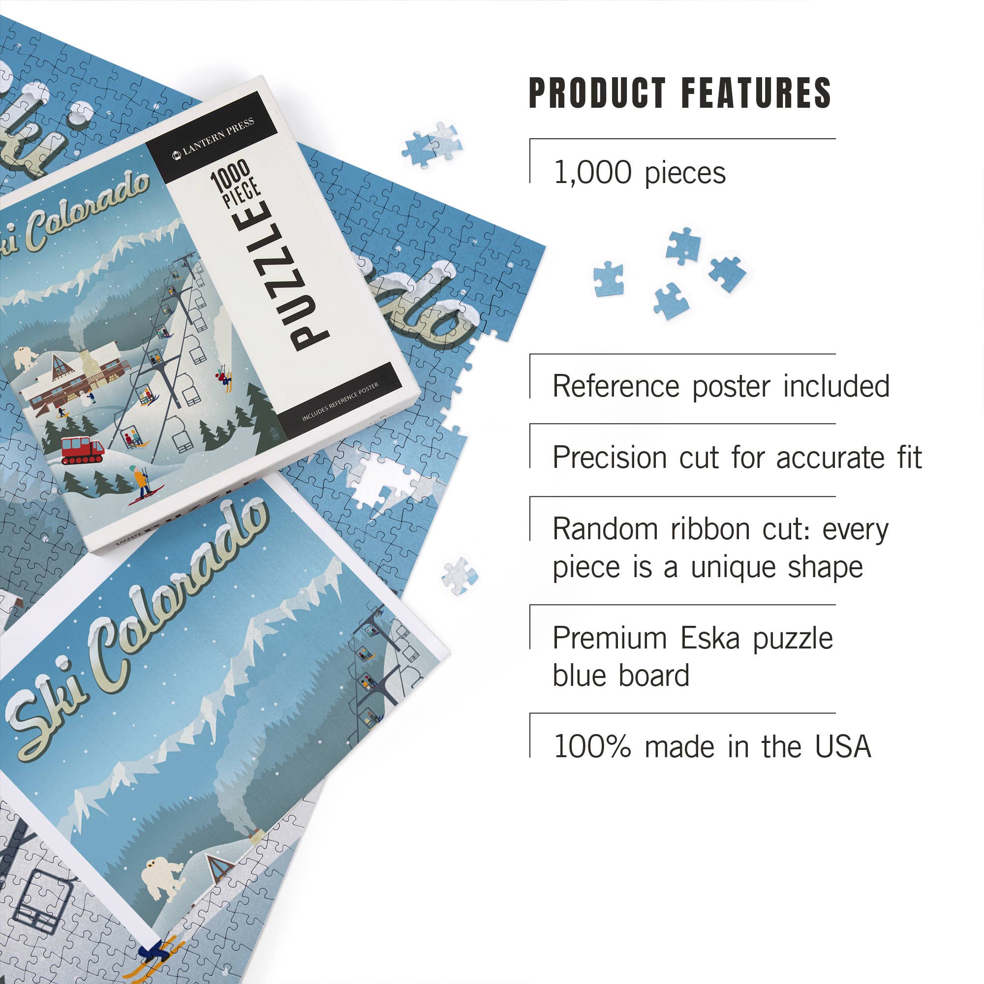 1000 PIECE PUZZLE Colorado, Retro Ski Resort