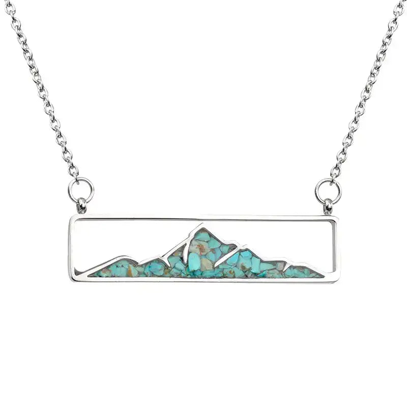 Bamboo Trading Company Mountain and Earth Necklace Rectangle - Turquoise