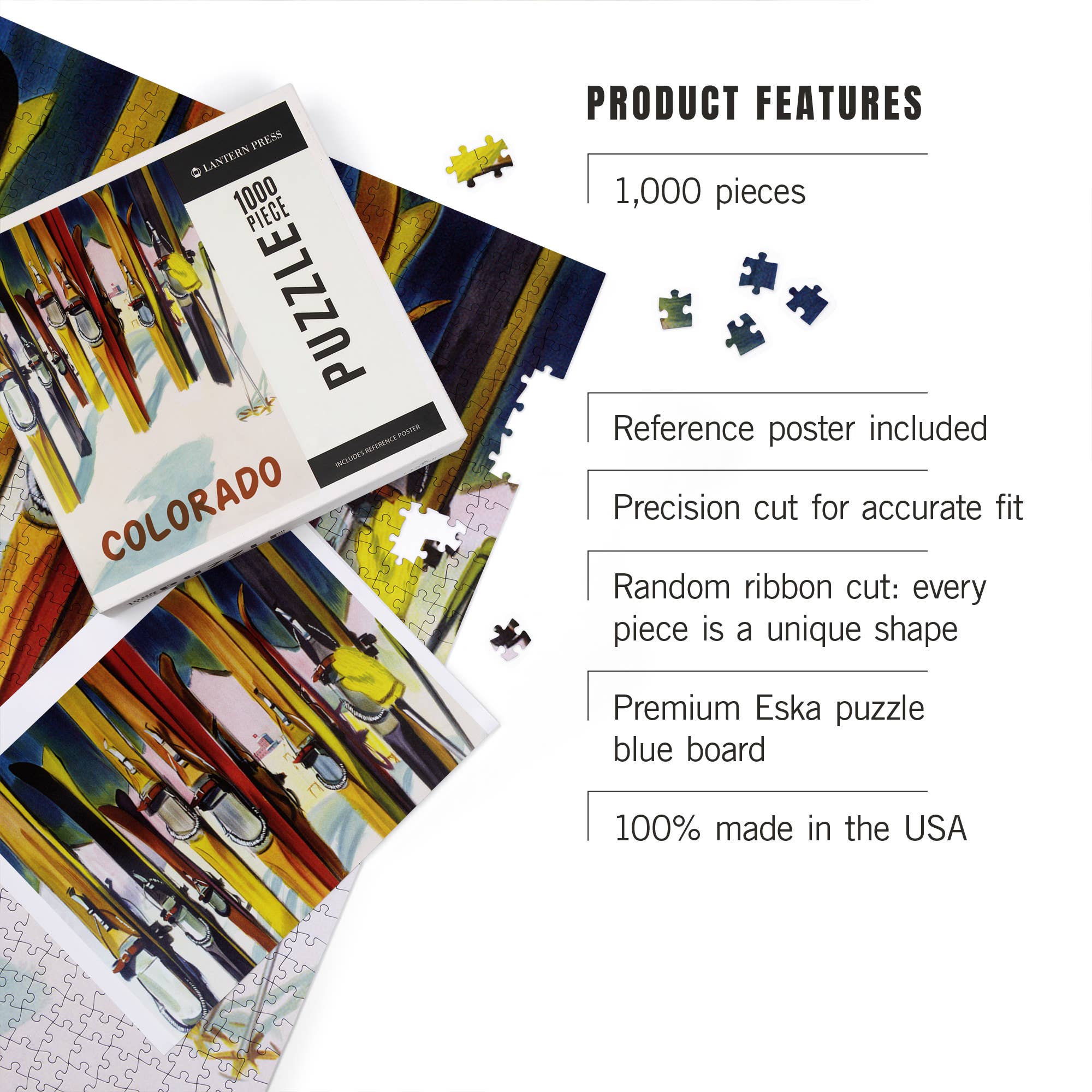 1000 PIECE PUZZLE Colorado, Colorful Skis