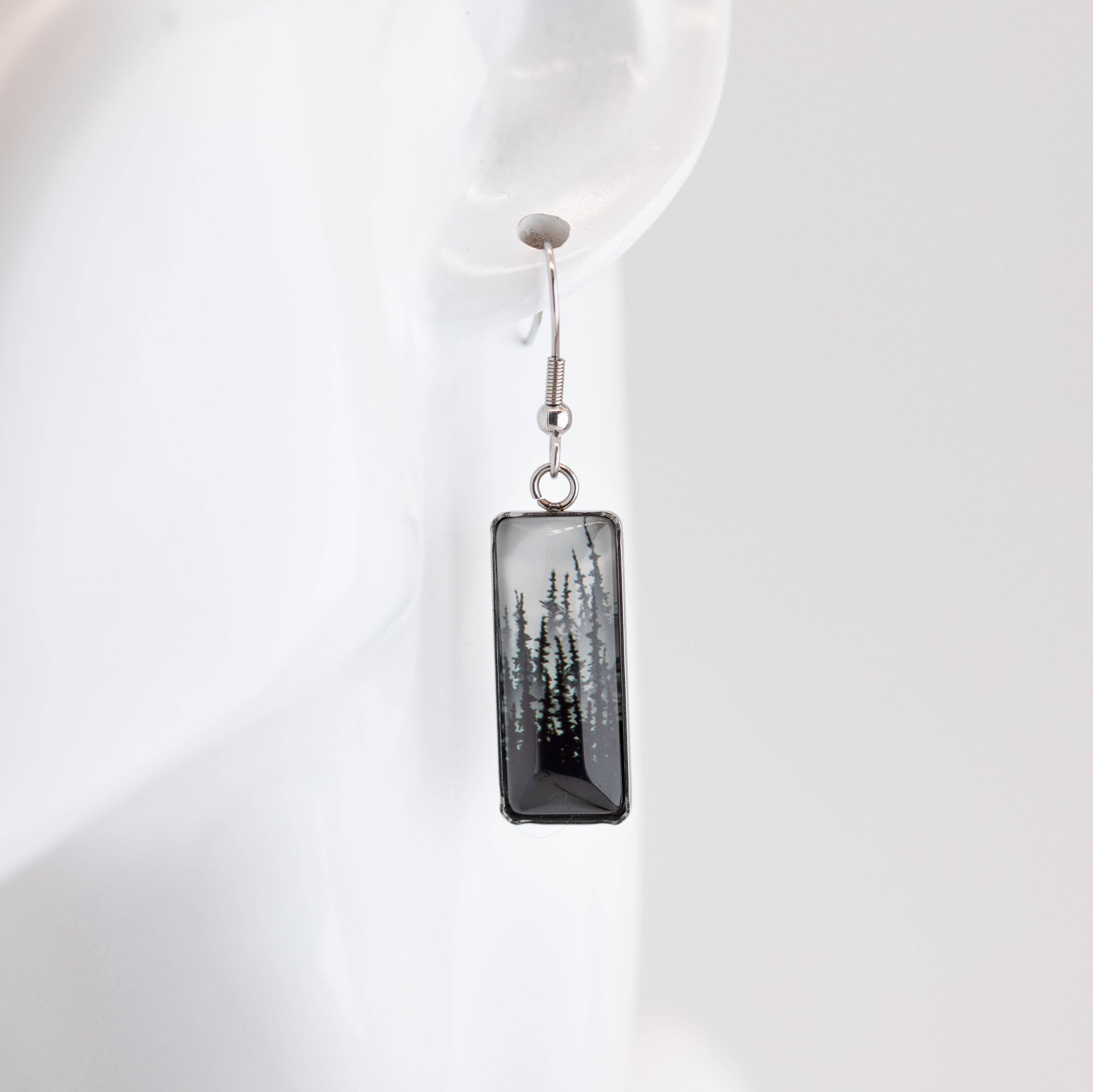 TAKENYA Stainless Steel and Glass Earrings