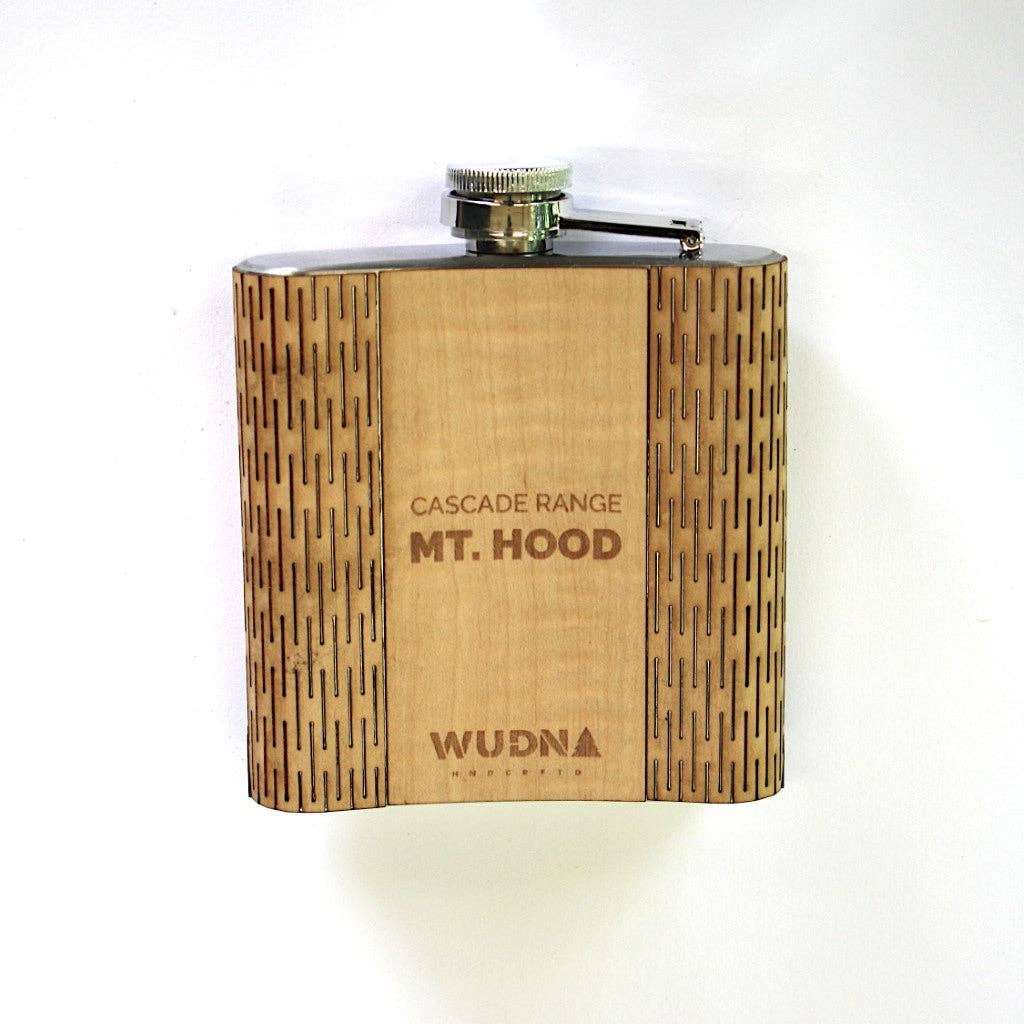 WUDN Handcrafted Wooden Hip Flask - Cascade Range (Mt. Hood)