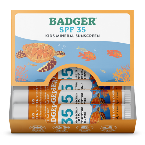 Badger Kids Mineral Sunscreen Face Stick SPF 35, 12ct
