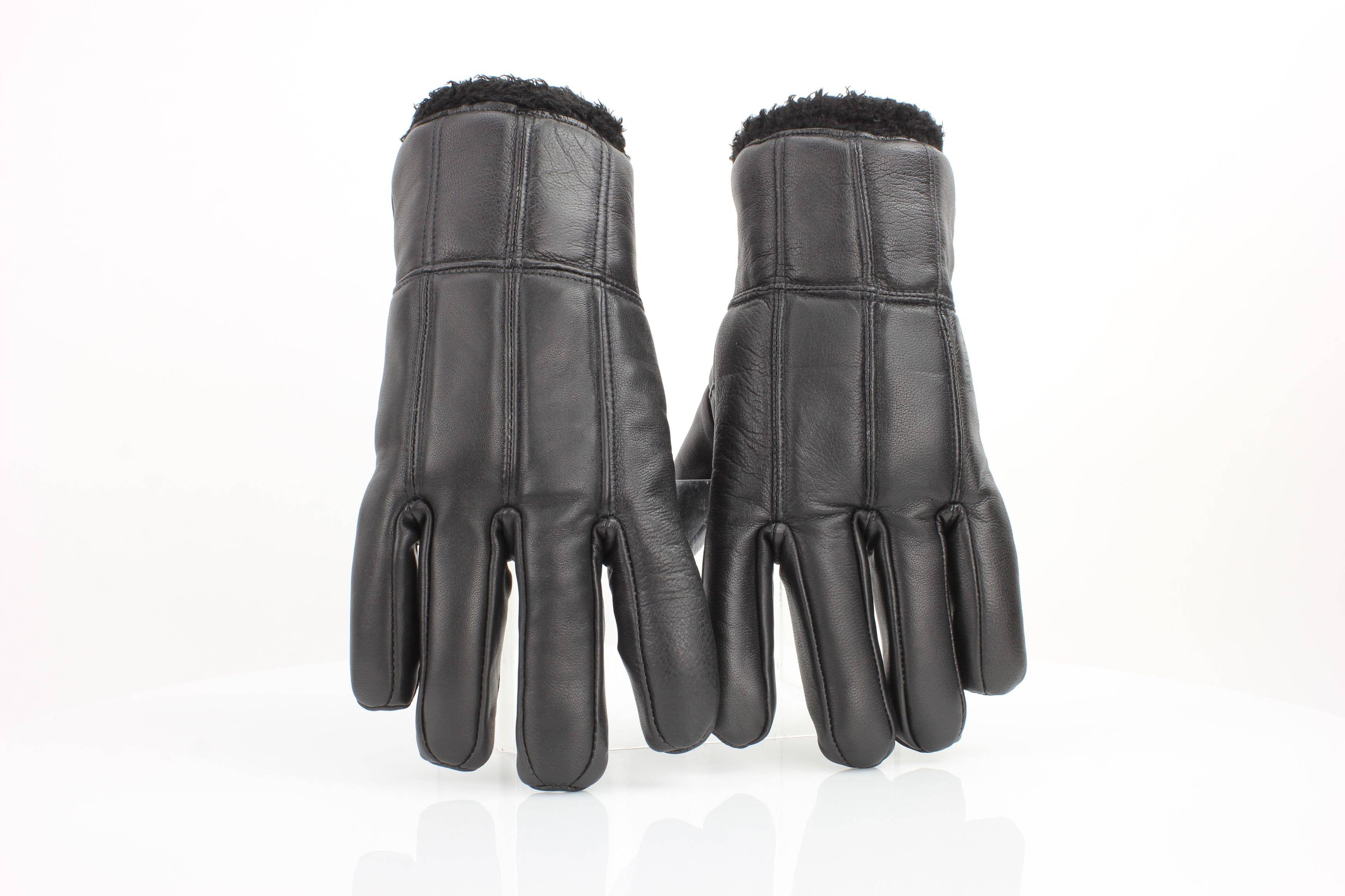 Sheepskin Leather Gloves with Black Sherpa Lining ABGL102SH