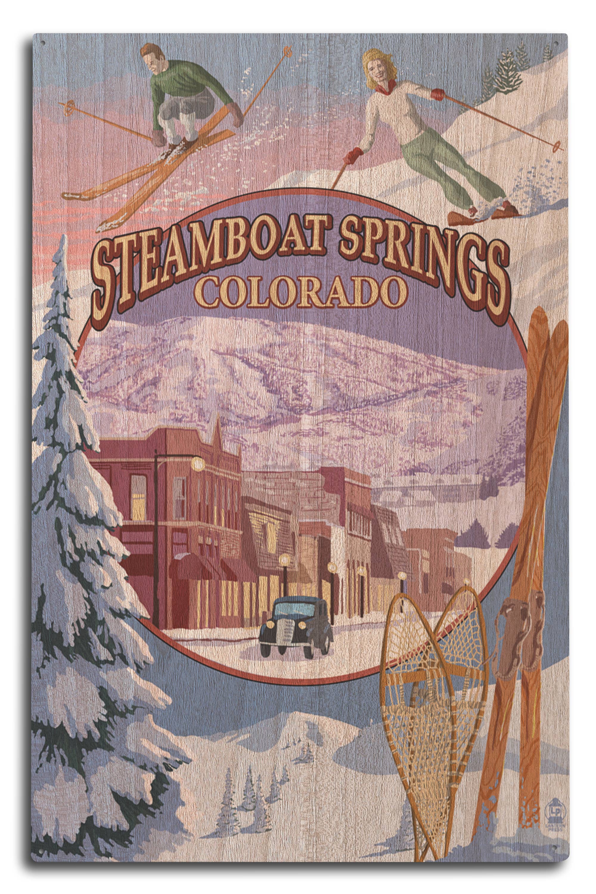 WOOD SIGN ART Steamboat Springs, Colorado, Montage 10x15 Wood Sign Art