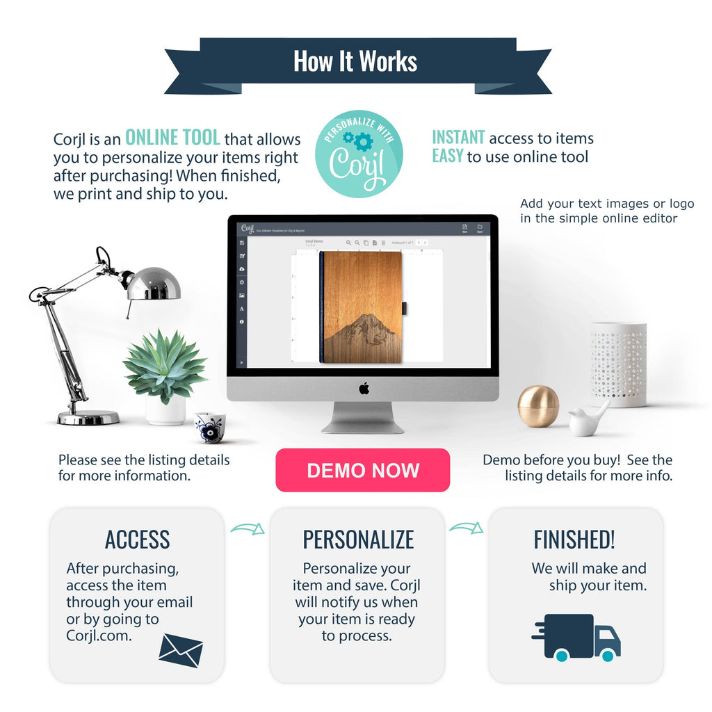 Handcrafted 6 x 8 Wood Journal / Planner (Mt. Rainier Inlay