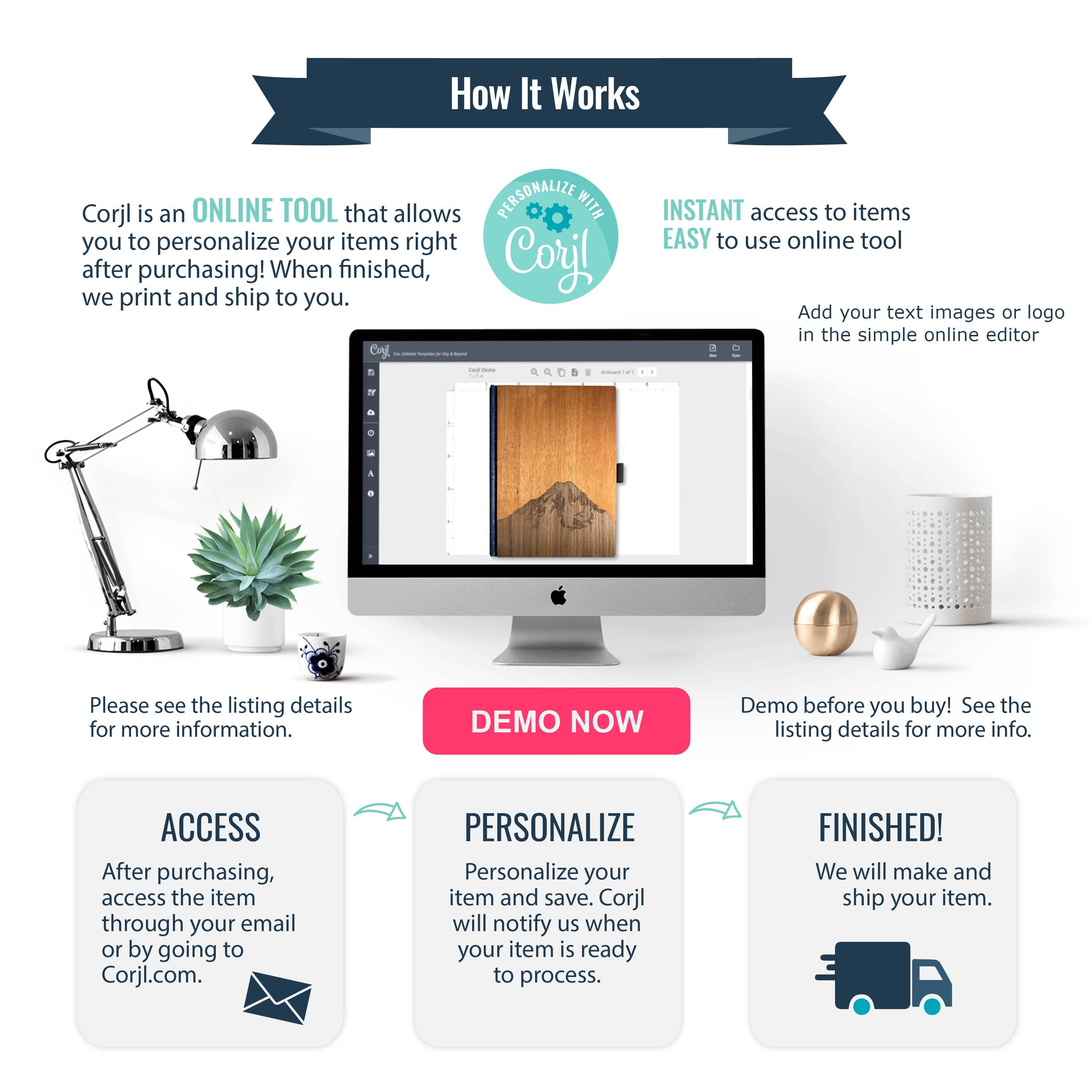 Handcrafted 6 x 8 Wood Journal / Planner (Mt. Rainier Inlay