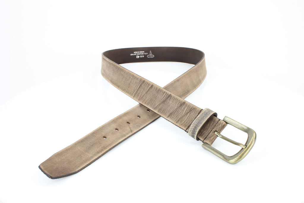 Matte Distressed Variegated Leather Belt Brown