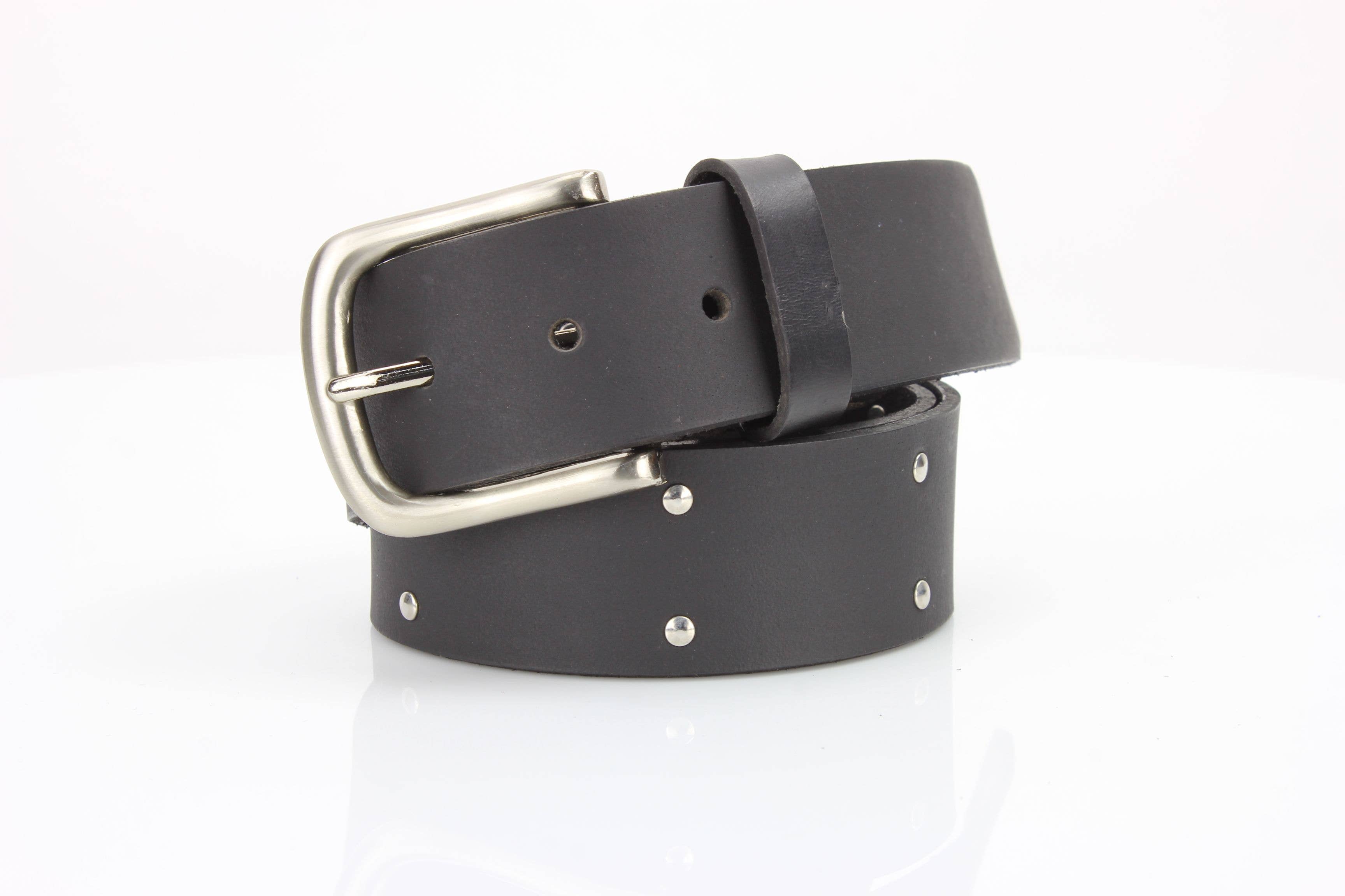 American Bison Metal Studded Western Belt ABB WST 1001 Black 34