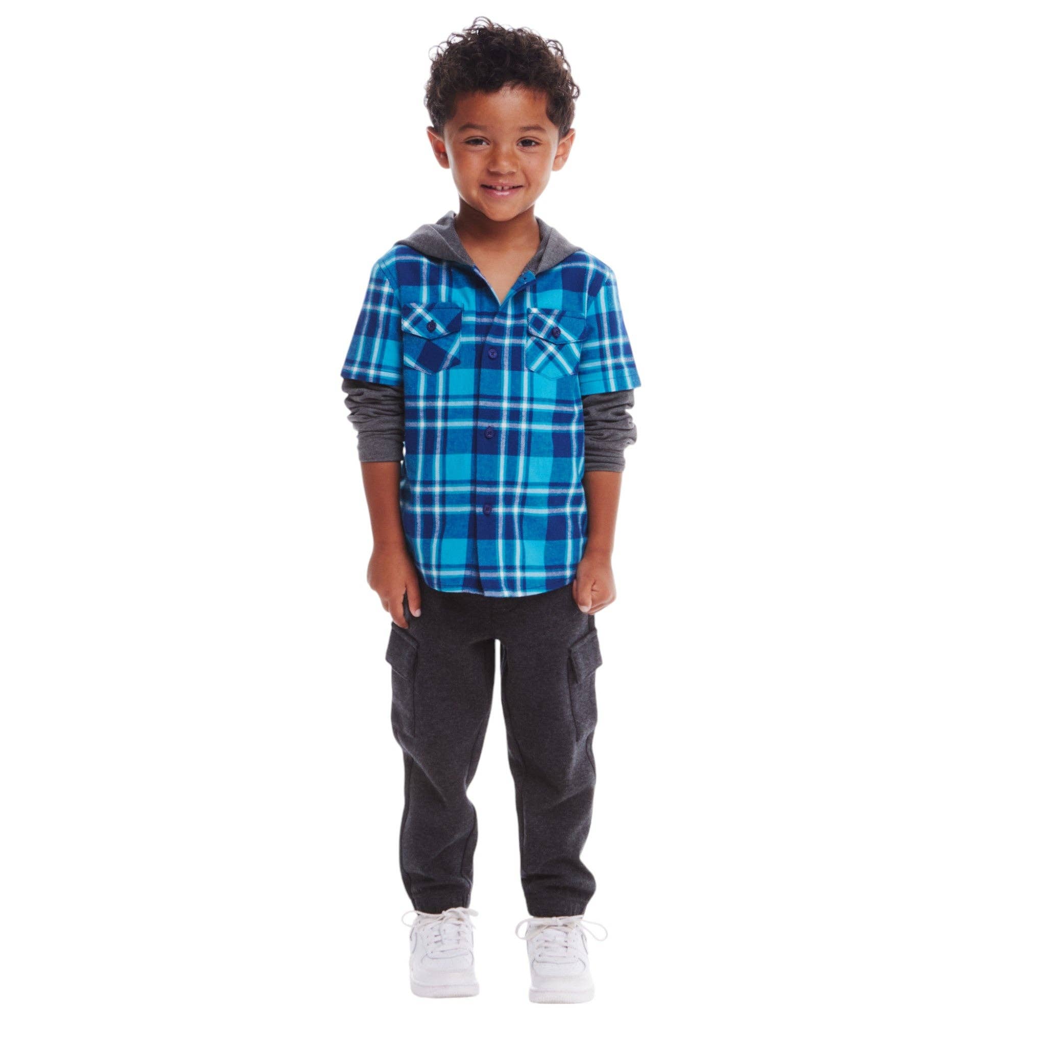 Kids Plaid Flannel Terry Twofer Hoodie