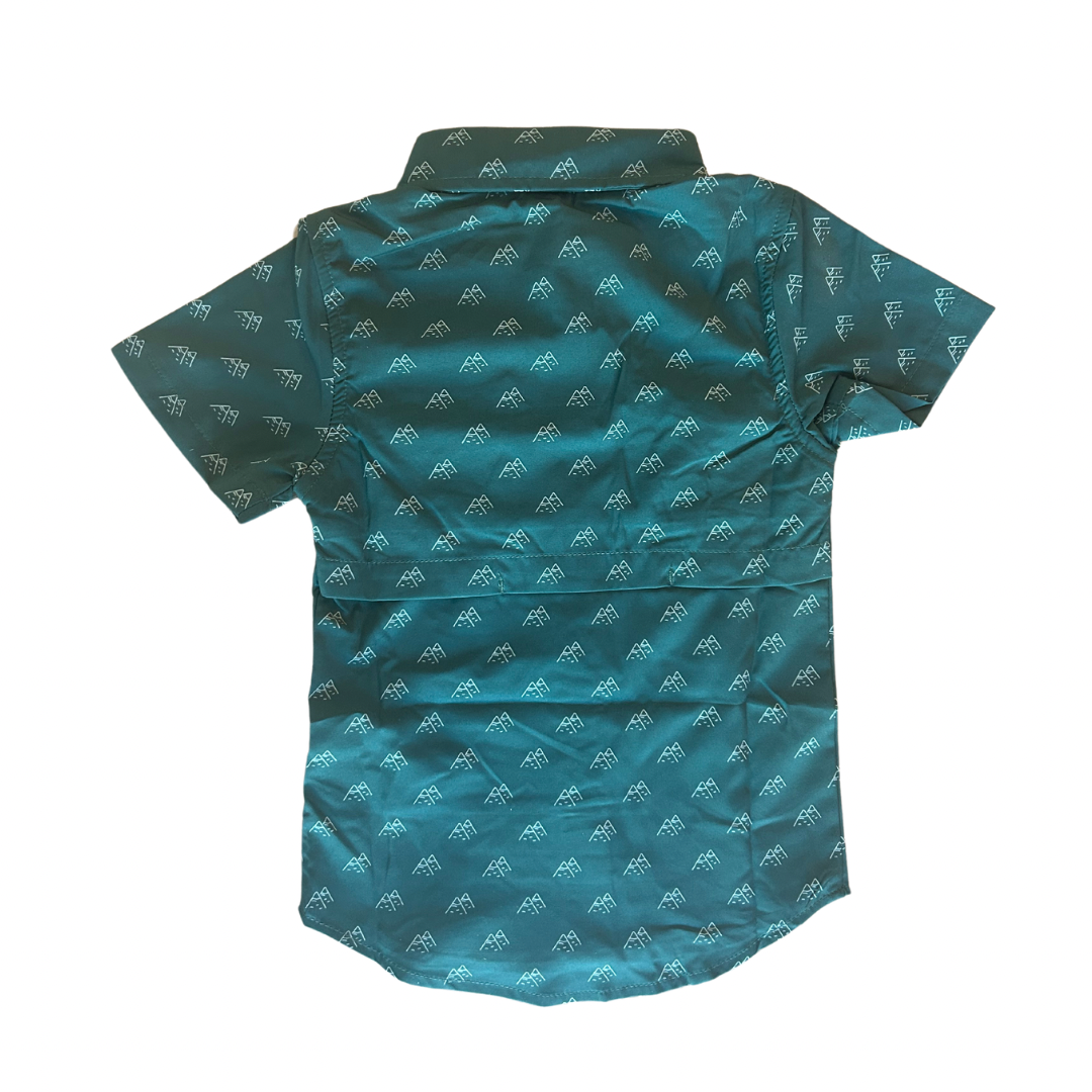 Kids Fishing Shirt Green Mountains