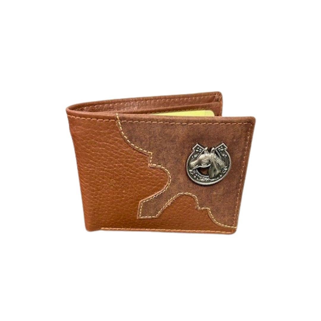 Mixed Media Bifold Rodeo Wallet with Medallion AB1915