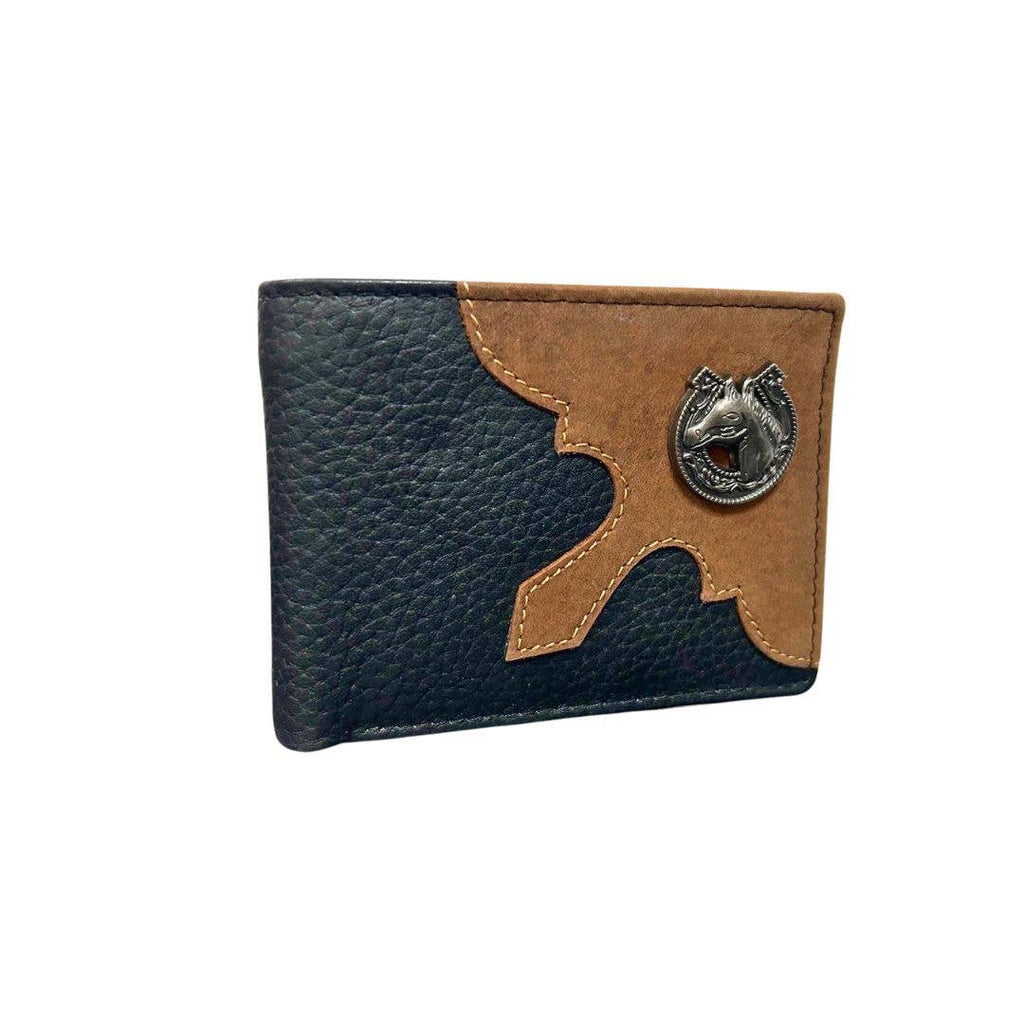 Mixed Media Bifold Rodeo Wallet with Medallion AB1915