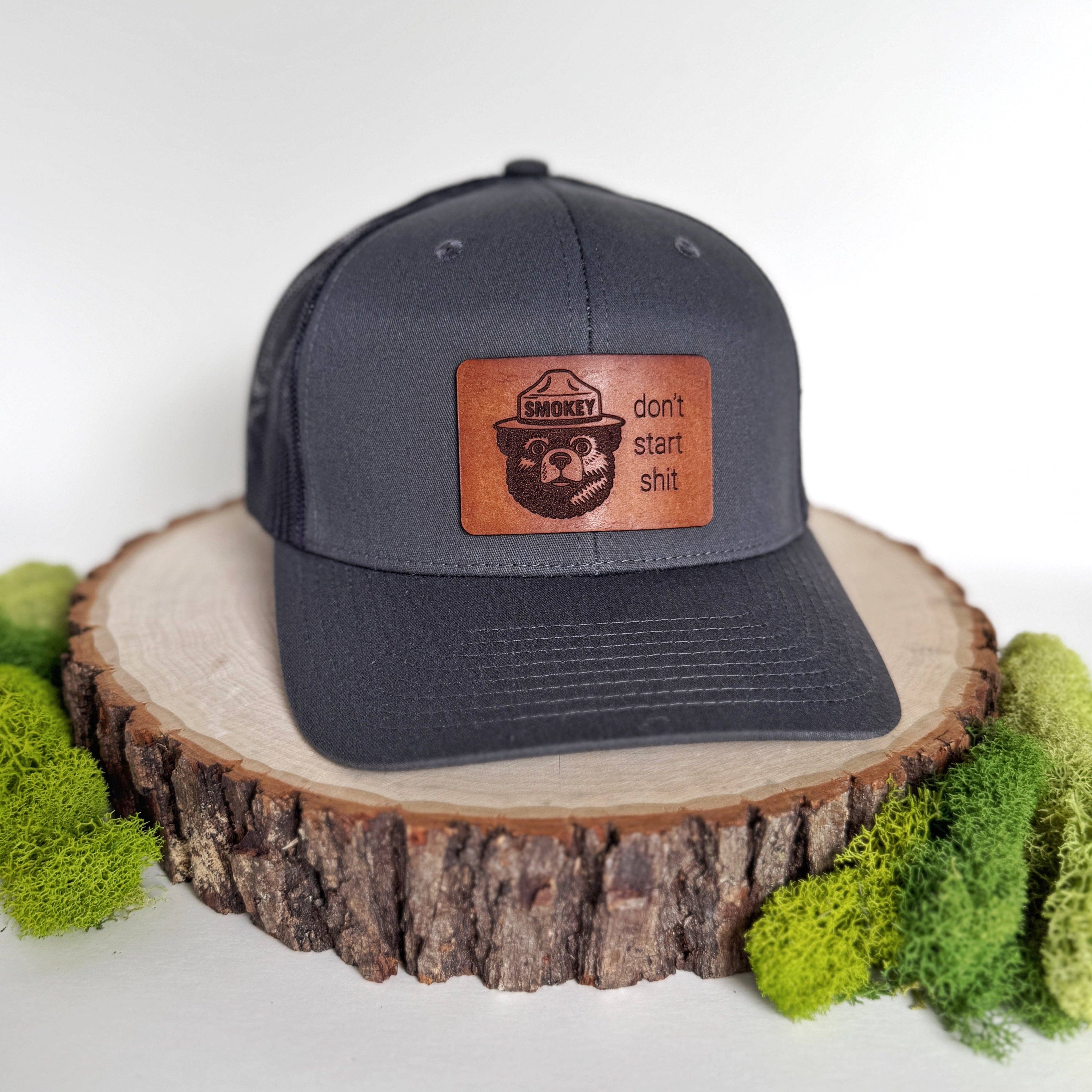 The Lonely Pine Don't Start Shit | Smokey Bear Leather Patch Hat