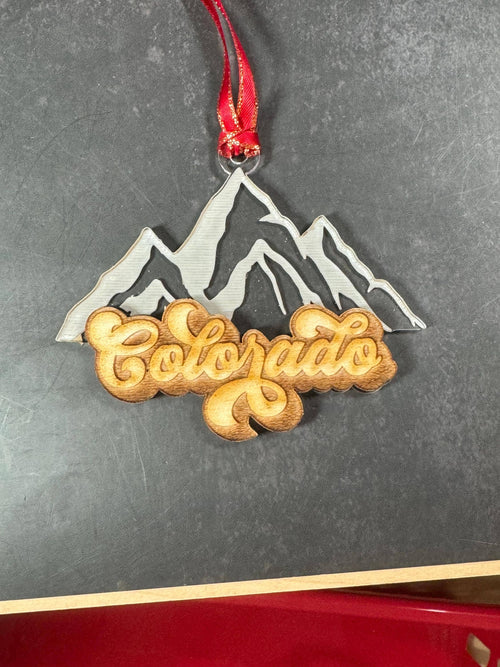 Colorado Mountain Wood And Acrylic Ornament