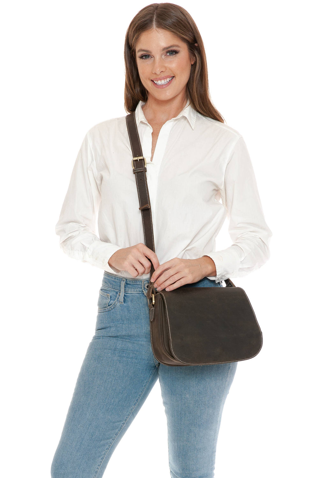 Hunter Leather Flap Over Saddle Bag