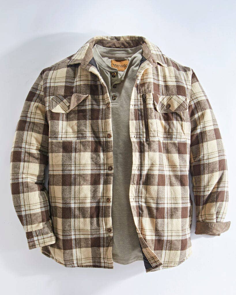 Quilt Lined Brushed Flannel Shirt Jacket