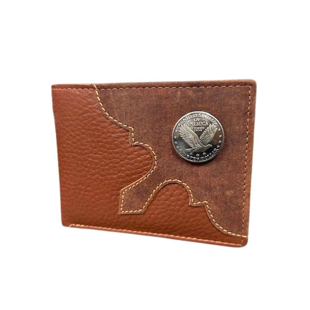Mixed Media Bifold Rodeo Wallet with Medallion AB1915