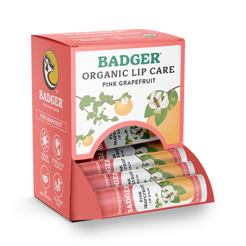 Badger Pink Grapefruit Classic Lip Balm, Refreshing Lip Care