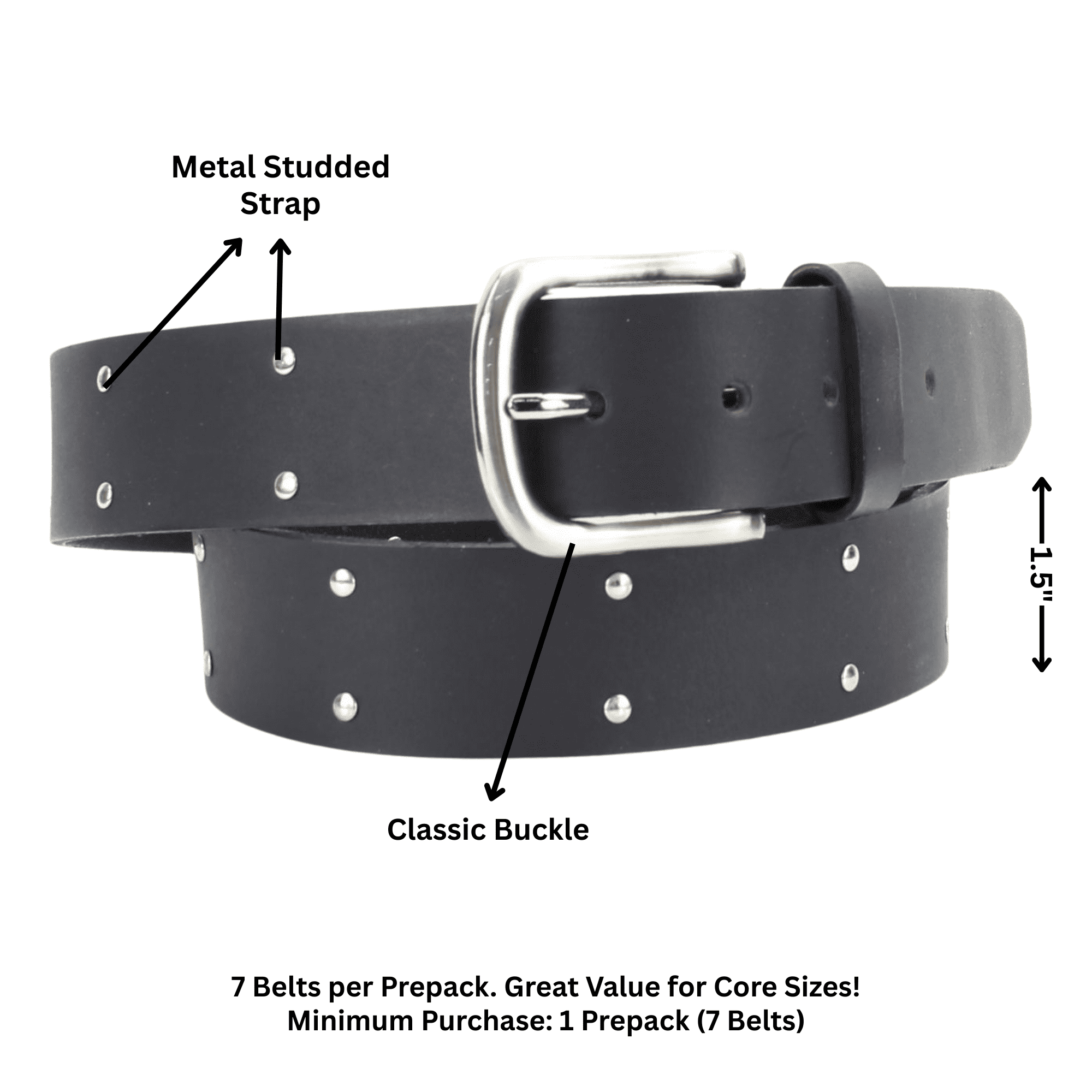 Leather Impressions Inc American Bison Metal Studded Western Belt ABB WST 1001