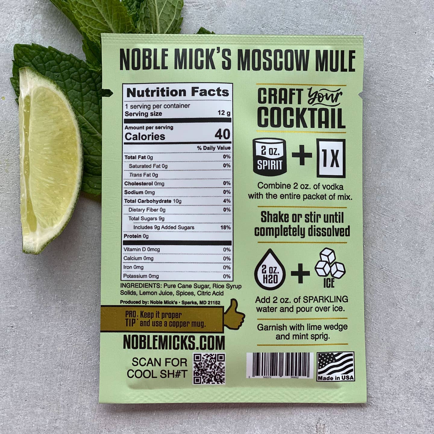 NOBLE MICK'S Single Serve Craft Cocktails