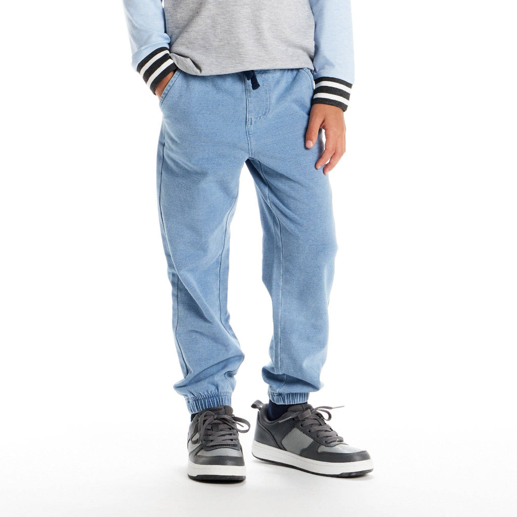 Kids Denim Knit Jogger | Light Blue Blue
