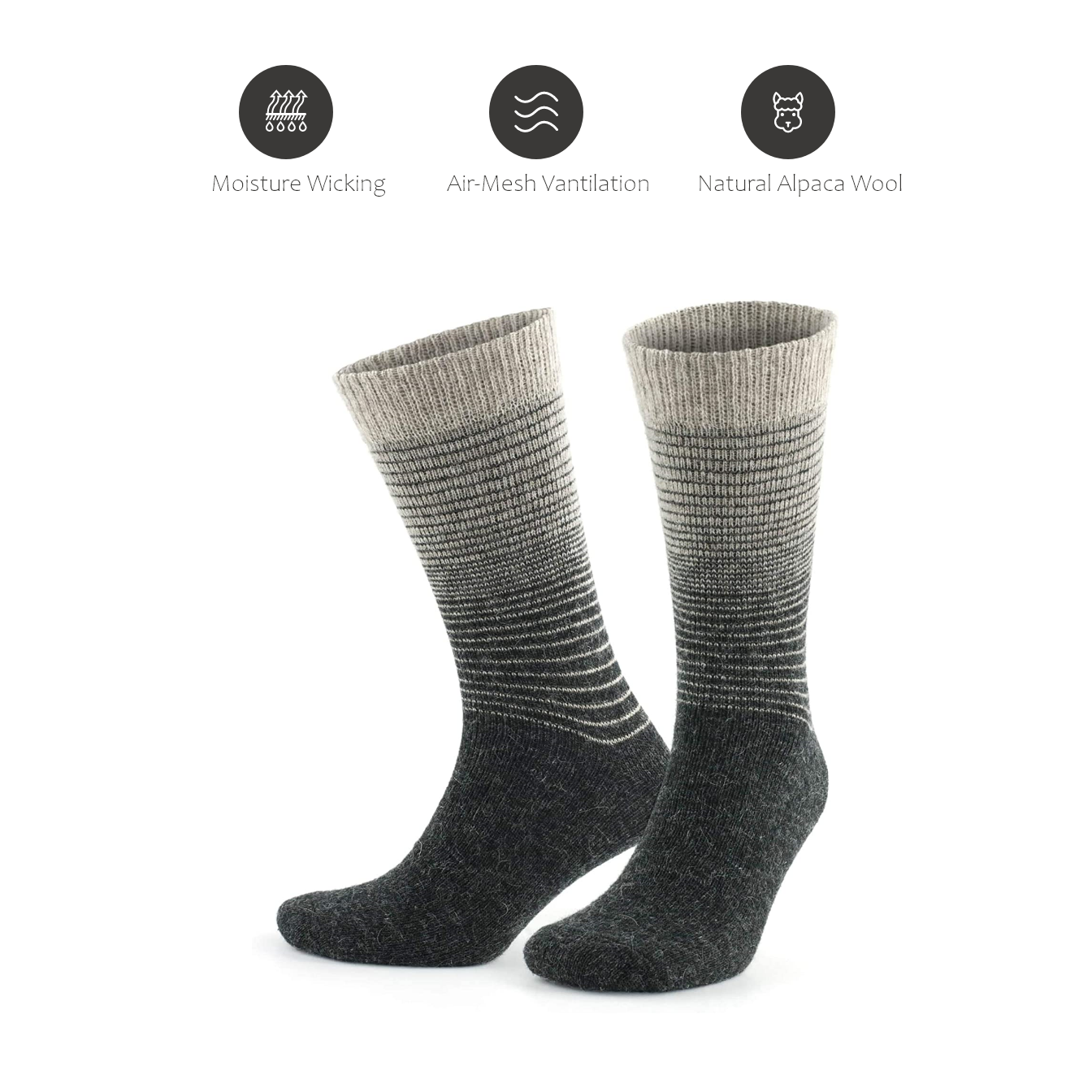 Alpaca Socks Stripped Medium (W: 8-10.5 M: 6.5-9) Brown