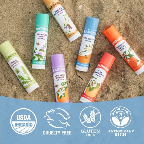 Badger Unscented Classic Lip Balm for Sensetive Lips