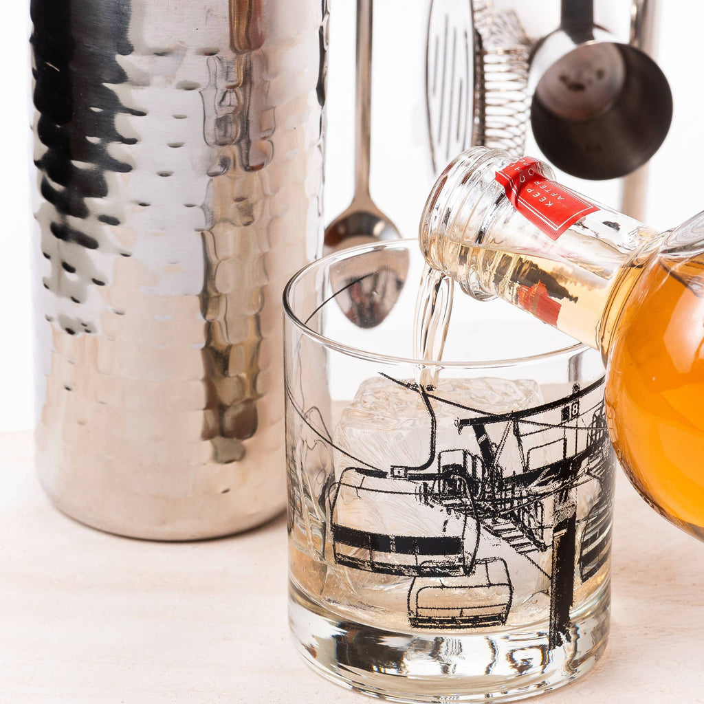 Ski Lift 8 - Black Whiskey Glasses