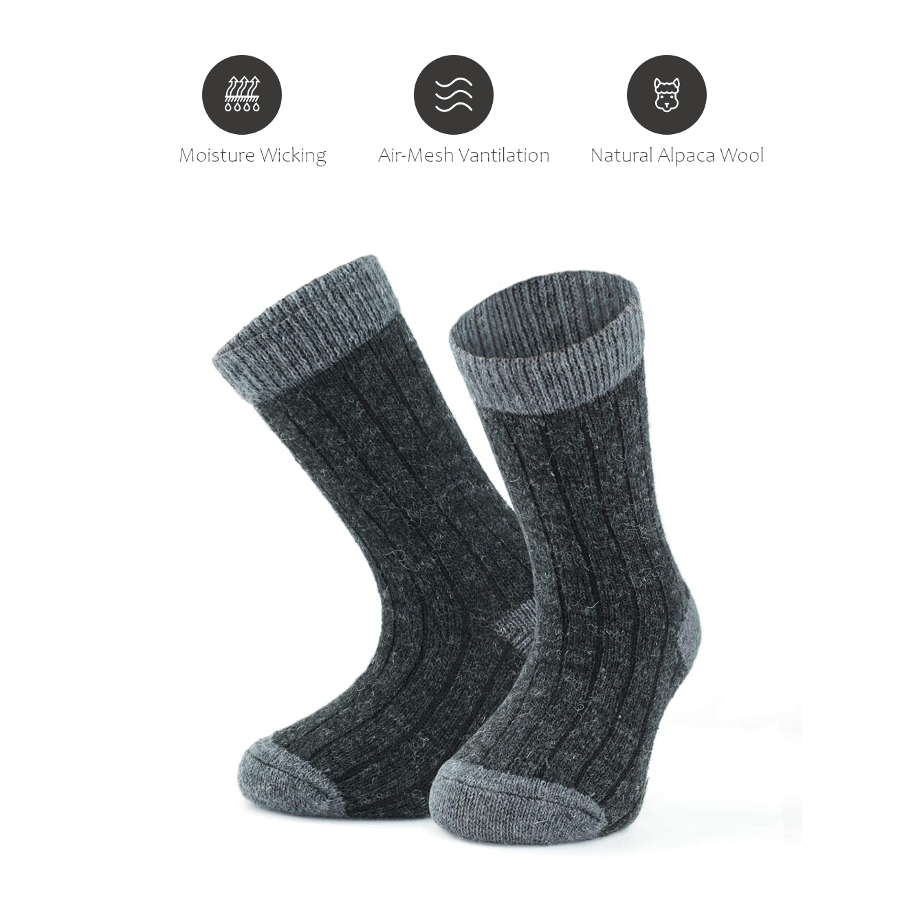 Alpaca Socks For Kids Antracite Kids 13-2.5