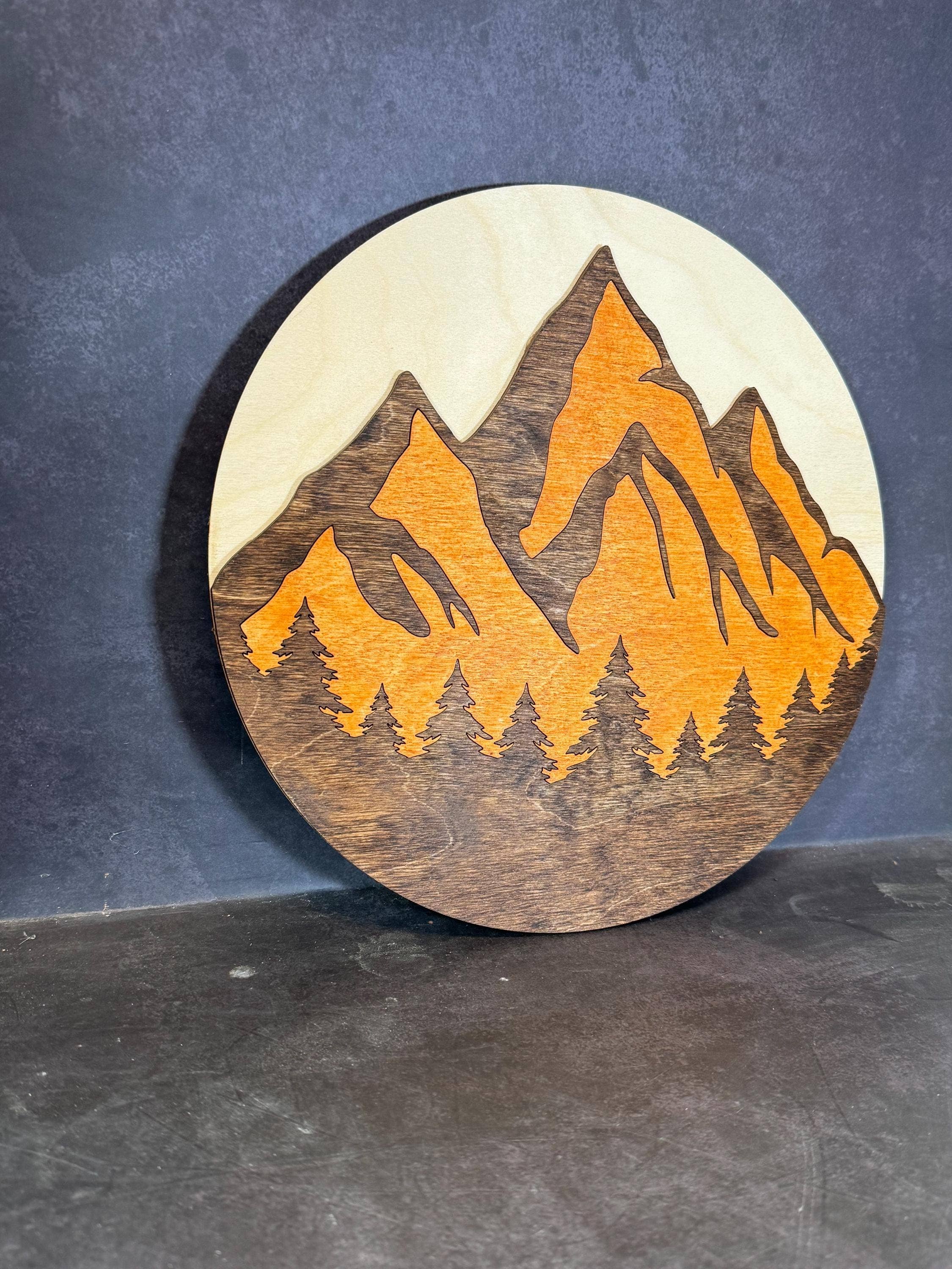 Handmade Mountain Dual Layer Rustic Wall Art