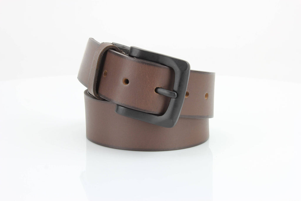 Classic Leather Belt with Fine Stitching and Logo - ABB 010