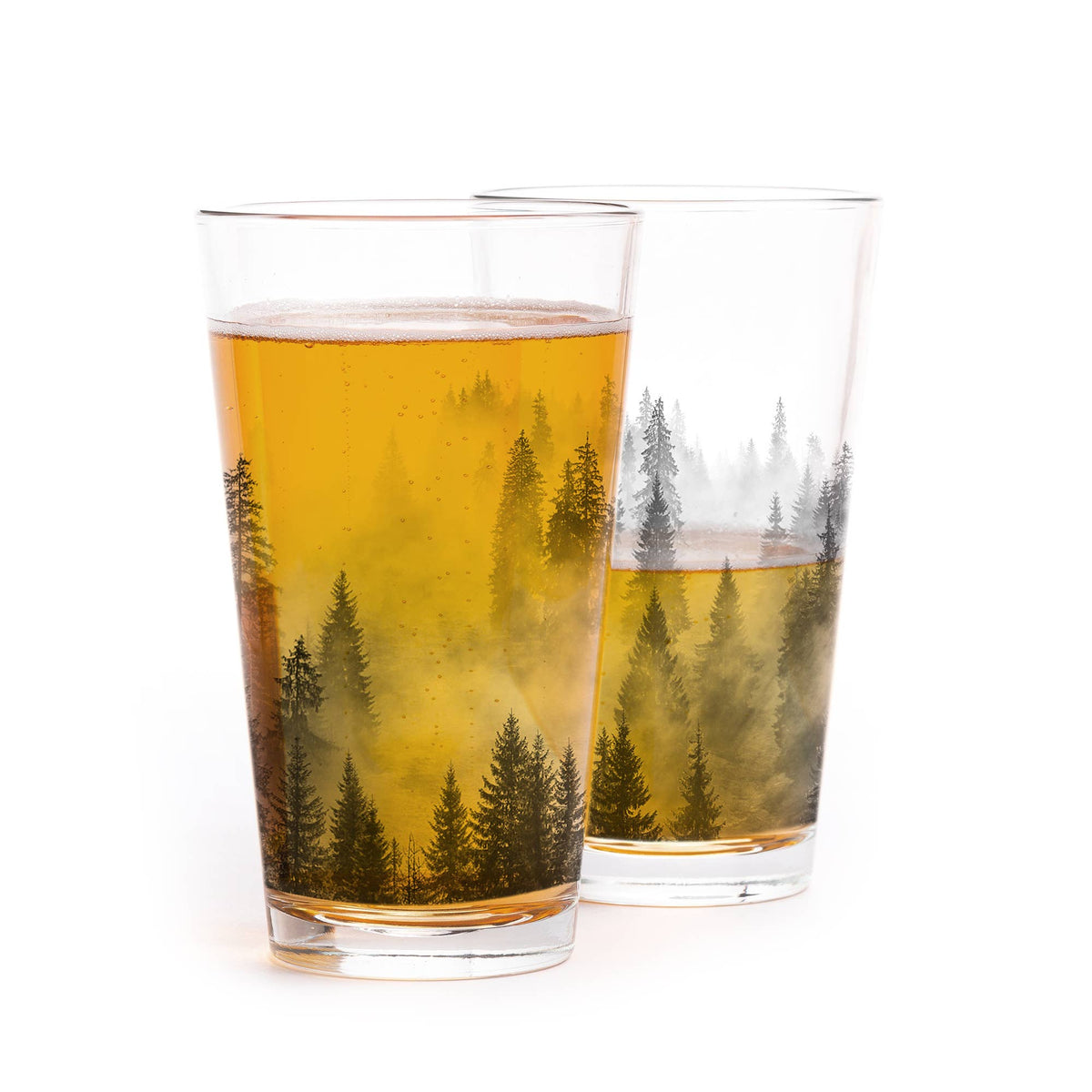 Black Lantern Pint Glass Forest and Clouds